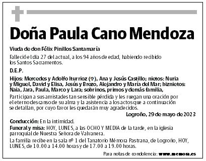Doña Paula Cano Mendoza