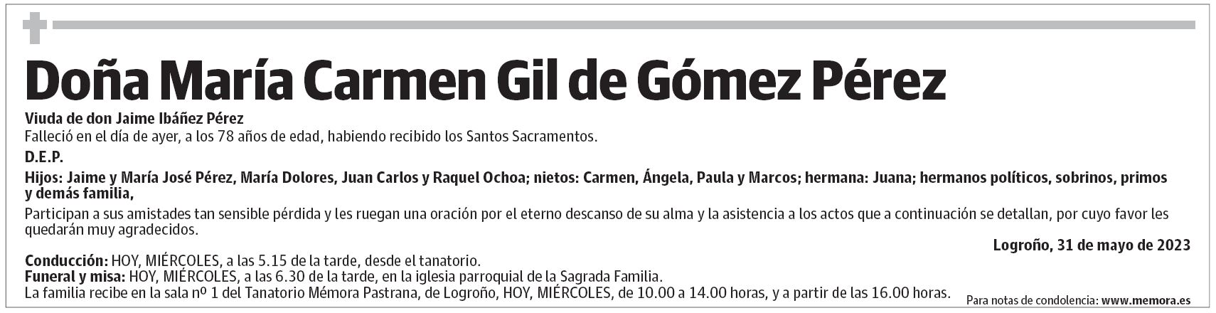 Doña María Carmen Gil de Gómez Pérez