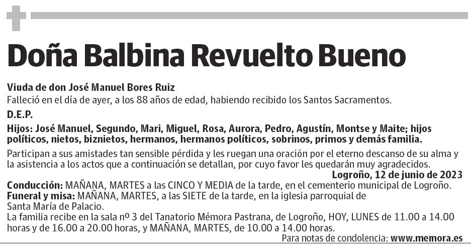 Doña Balbina Revuelto Bueno