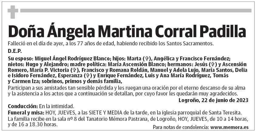 Doña Ángela Martina Corral Padilla