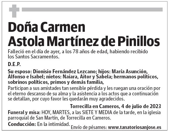 Doña Carmen Astola Martínez de Pinillos