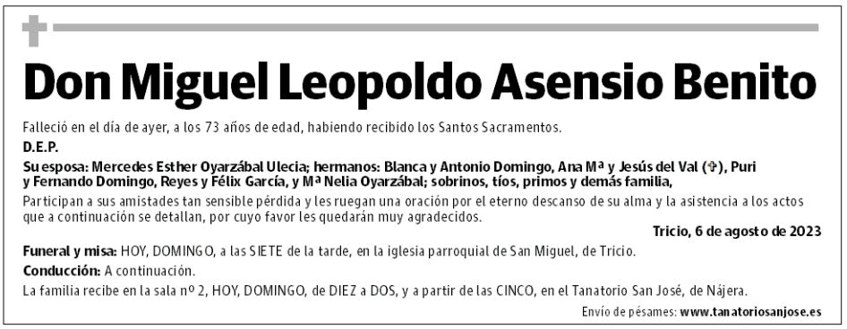 Don Miguel Leopoldo Asensio Benito