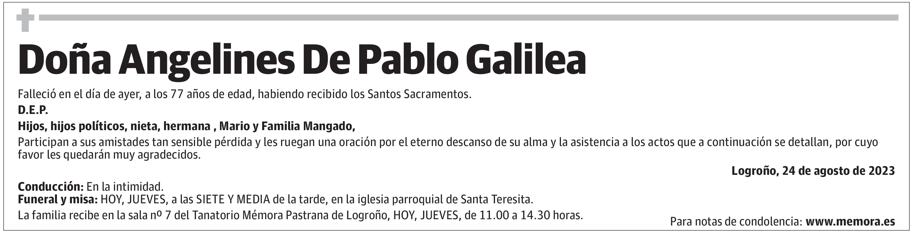 Doña Angelines De Pablo Galilea