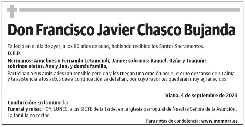 Don Francisco Javier Chasco Bujanda