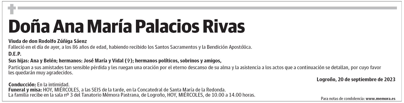 Doña Ana María Palacios Rivas