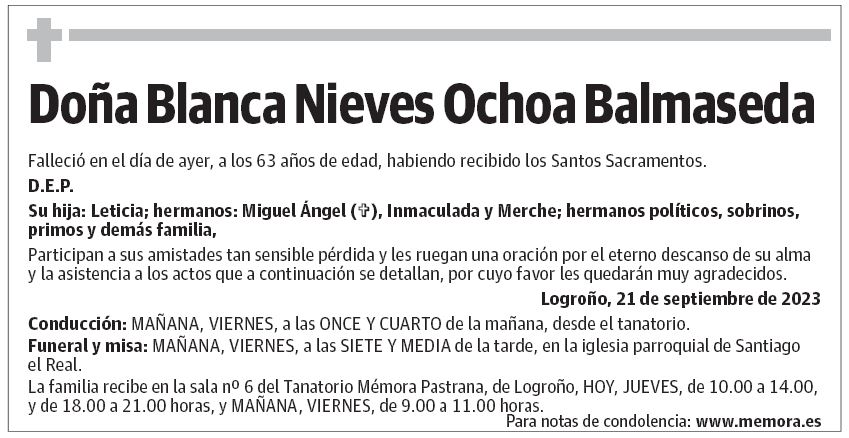 Doña Blanca Nieves Ochoa Balmaseda