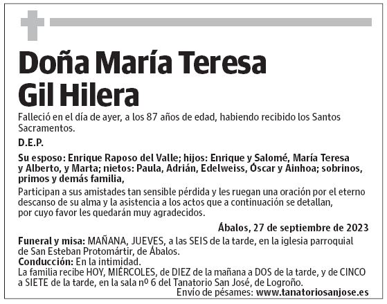 Doña María Teresa Gil Hilera