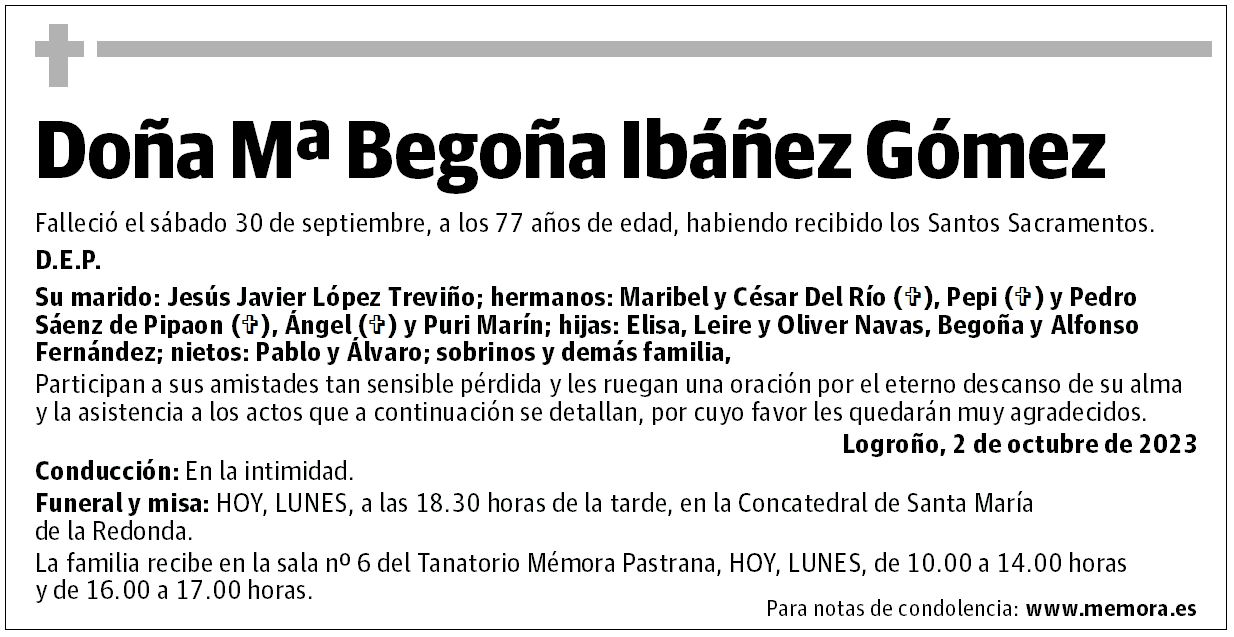 Doña Mª Begoña Ibáñez Gómez