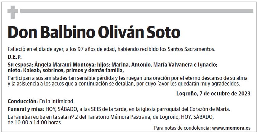 Don Balbino Oliván Soto