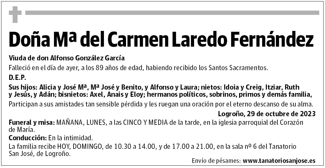 Doña Mª del Carmen Laredo Fernández