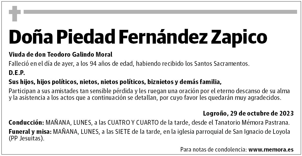 Doña Piedad Fernández Zapico