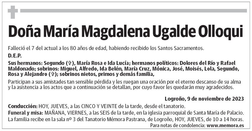 Doña María Magdalena Ugalde Olloqui