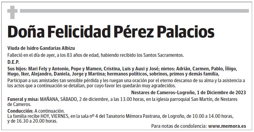 Doña Felicidad Pérez Palacios