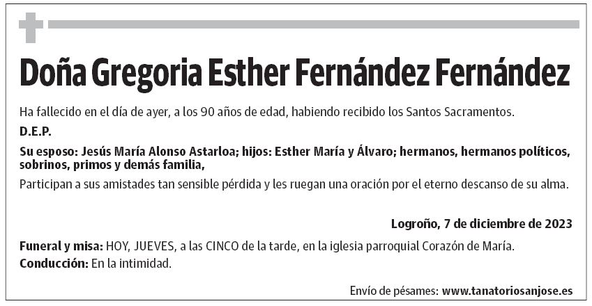 Doña Gregoria Esther Fernández Fernández