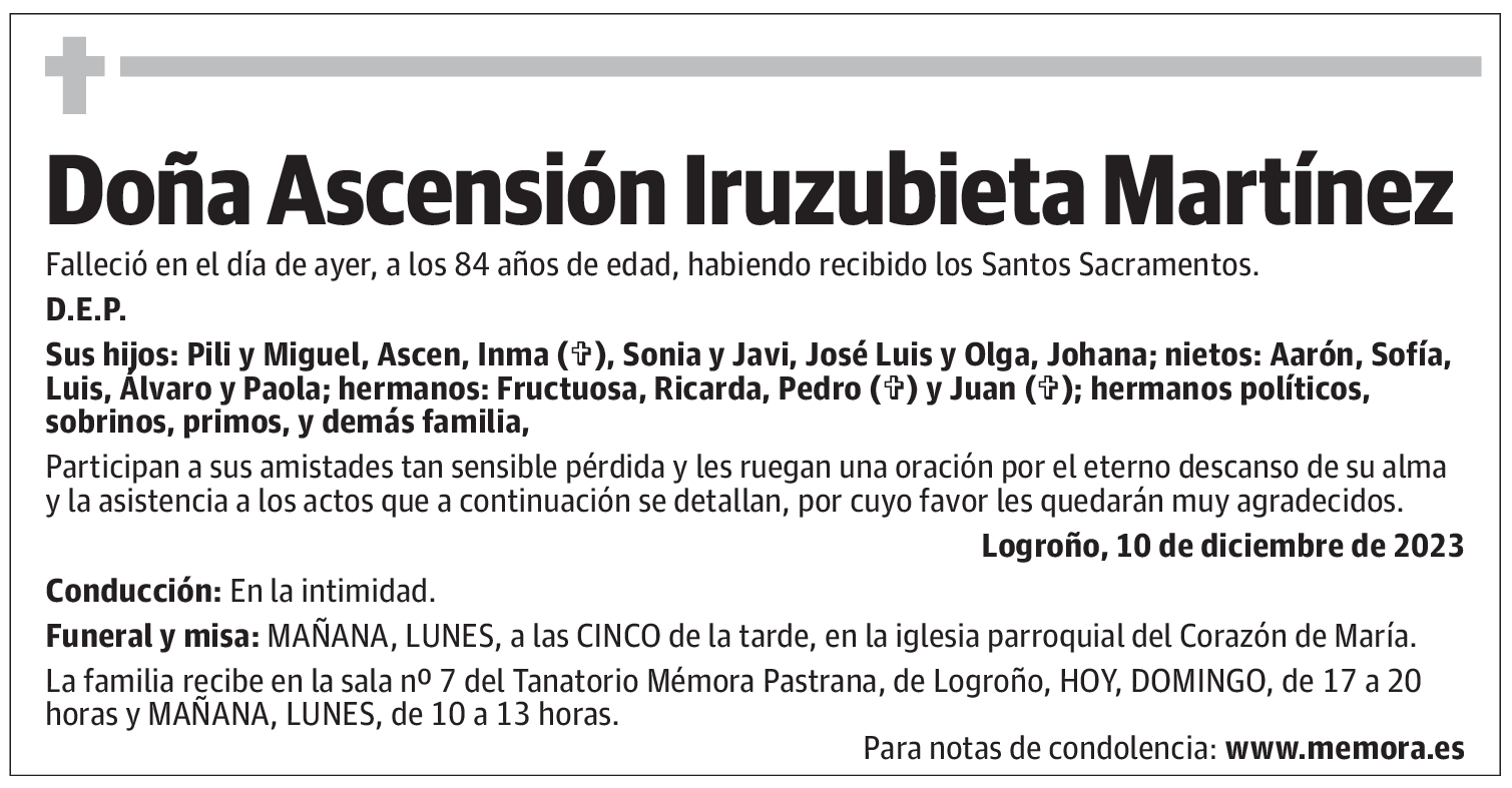 Doña Ascensión Iruzubieta Martínez