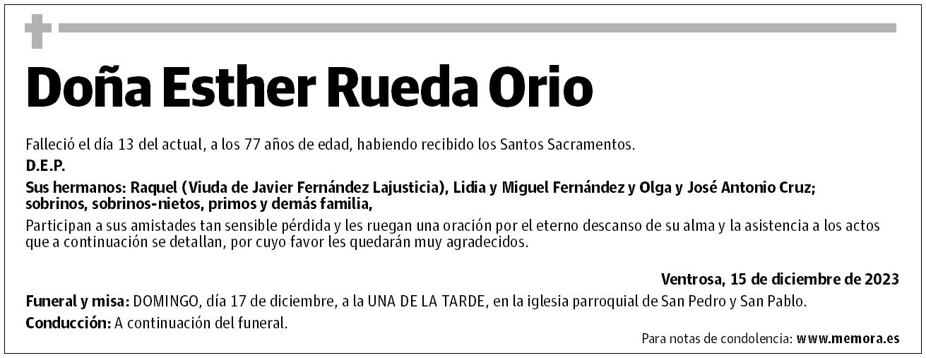 Doña Esther Rueda Orio