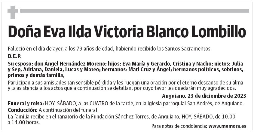 Doña Eva Ilda Victoria Blanco Lombillo