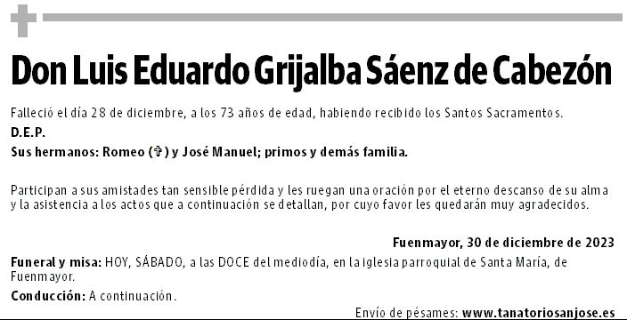 Don Luis Eduardo Grijalba Sáenz de Cabezón