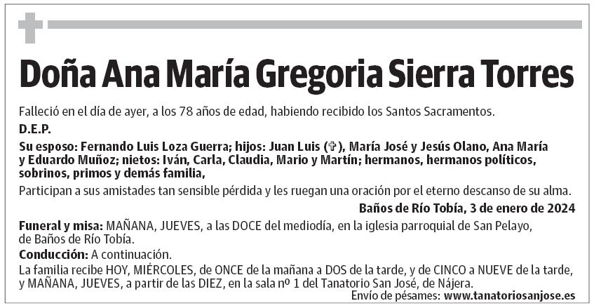 Doña Ana María Gregoria Sierra Torres