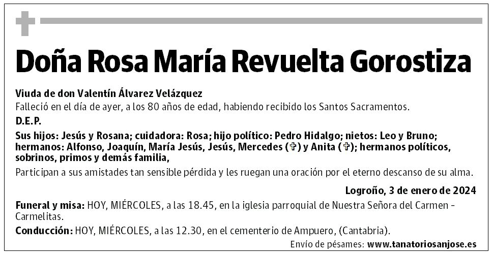 Doña Rosa María Revuelta Gorostiza