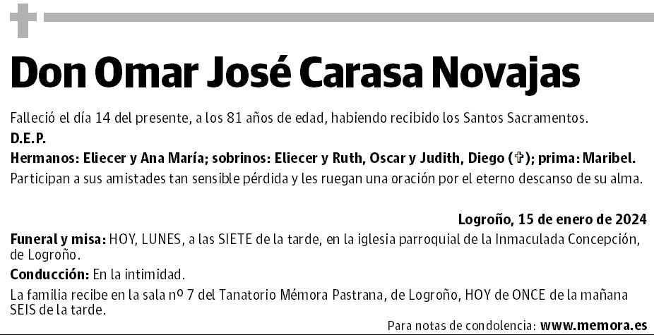 Don Omar José Carasa Novajas