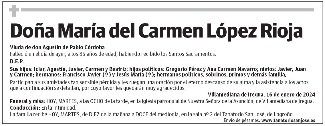 Doña María del Carmen López Rioja