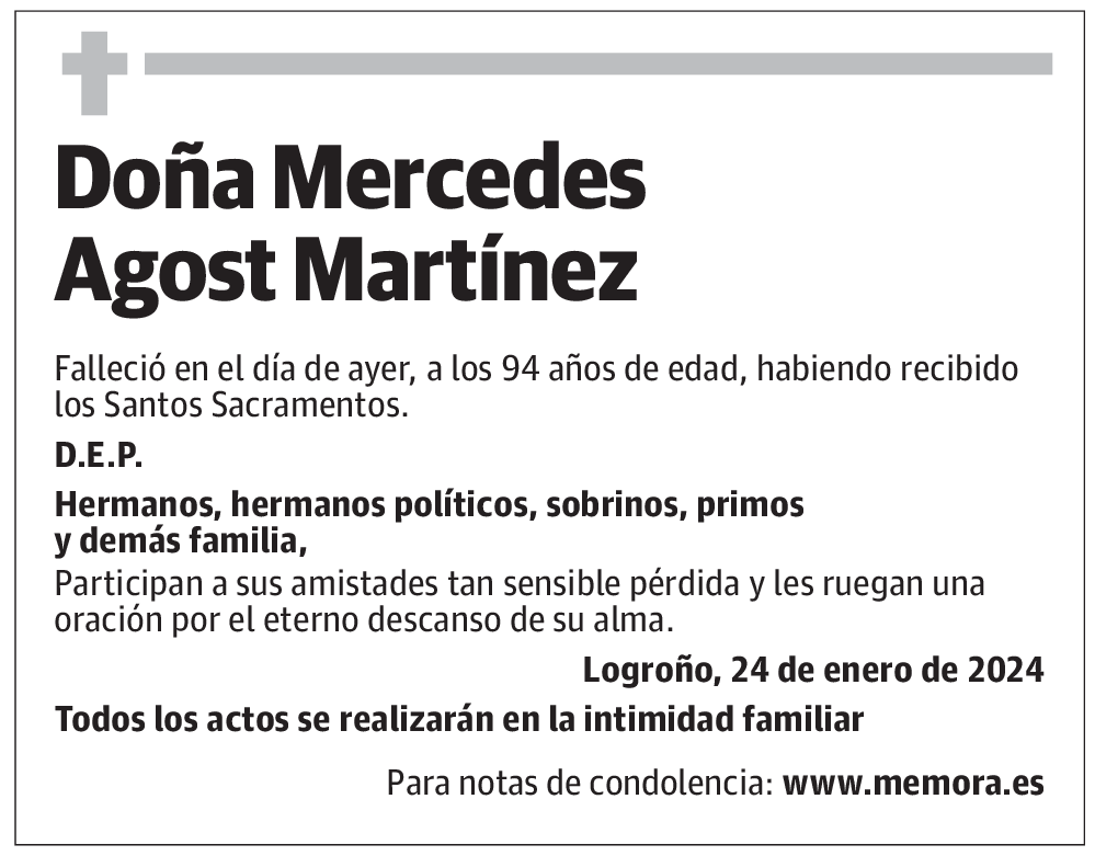 Doña Mercedes Agost Martínez