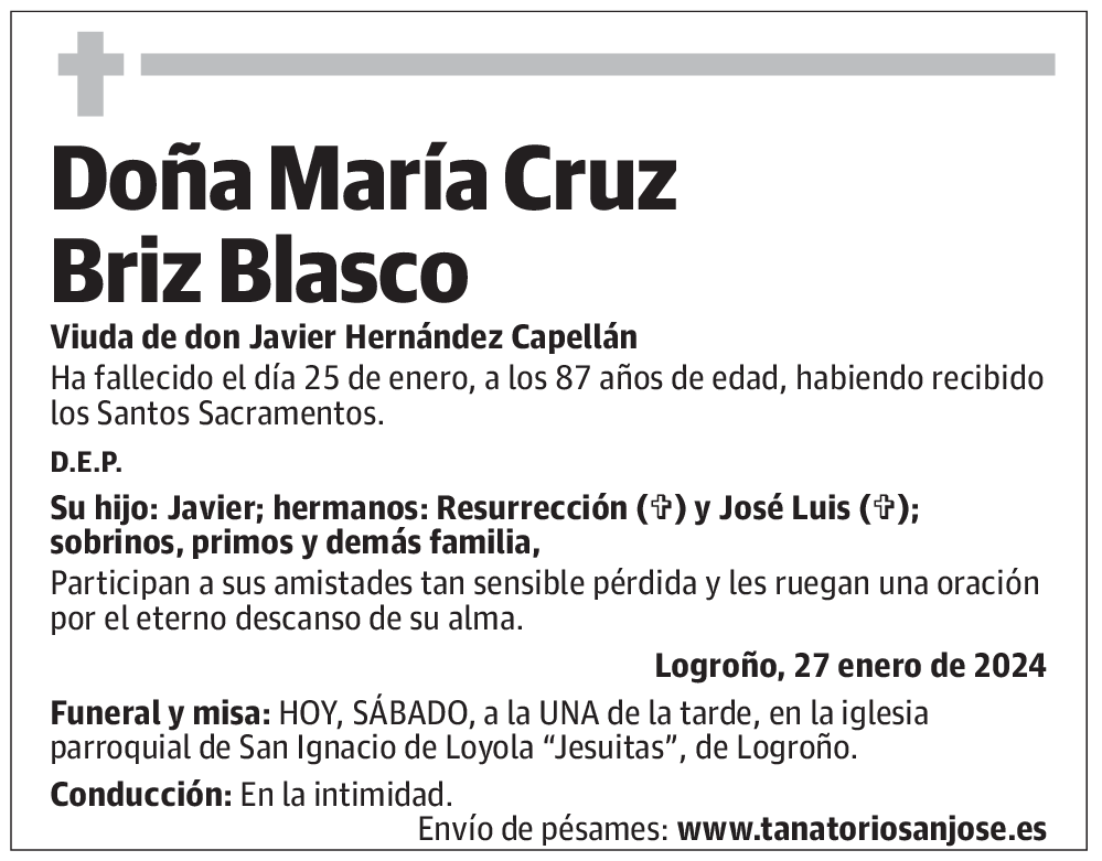 Doña María Cruz Briz Blasco