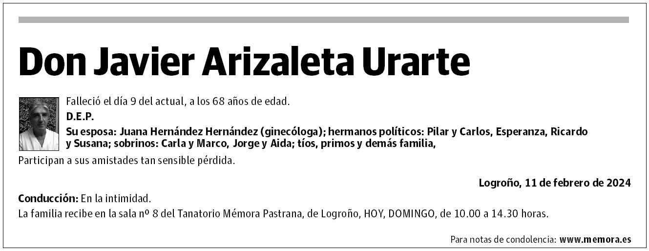 Don Javier Arizaleta Urarte