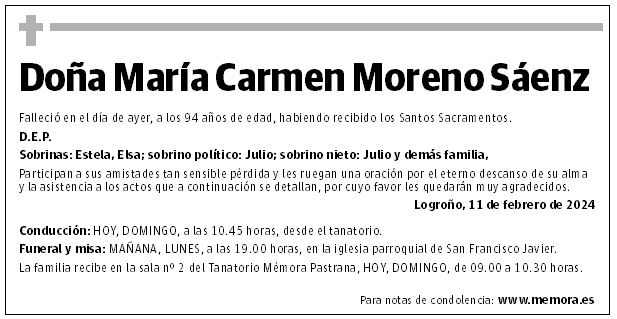 Doña María Carmen Moreno Sáenz