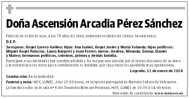 Doña Ascensión Arcadia Pérez Sánchez
