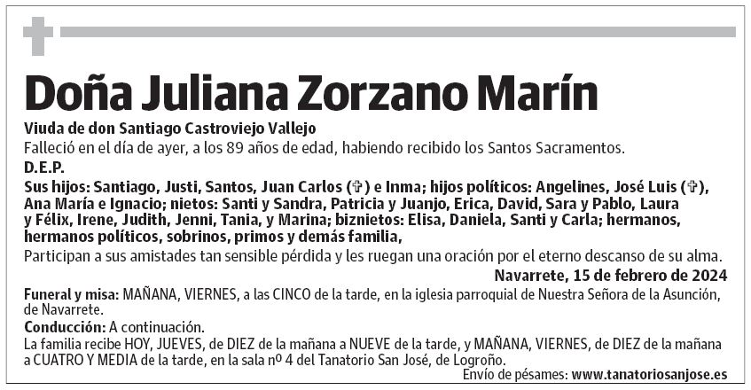 Doña Juliana Zorzano Marín