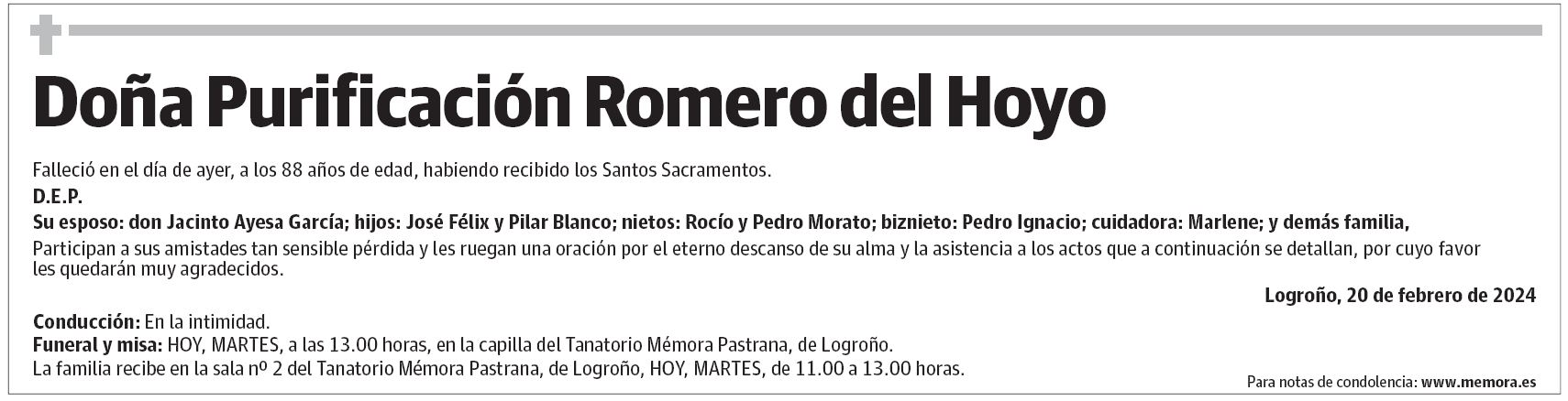 Doña Purificación Romero del Hoyo