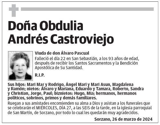 Doña Obdulia Andrés Castroviejo