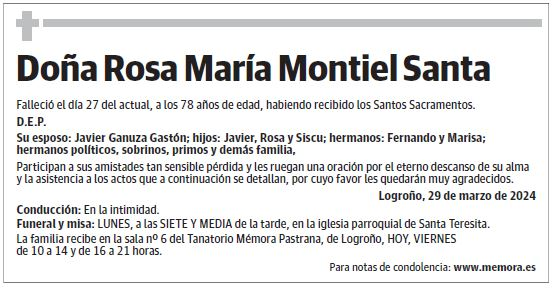 Doña Rosa María Montiel Santa