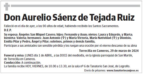 Don Aurelio Sáenz de Tejada Ruiz