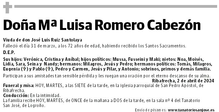Doña Mª Luisa Romero Cabezón