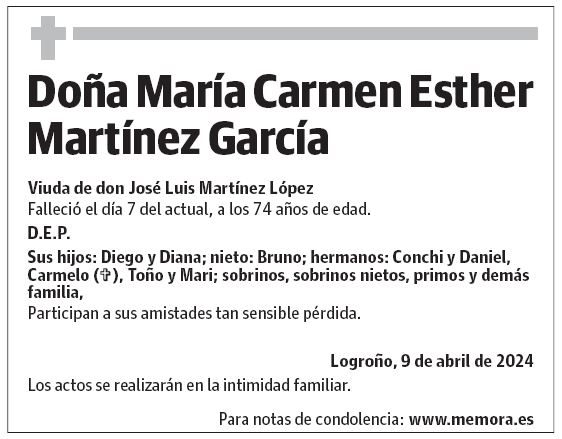 Doña María Carmen Esther Martínez García