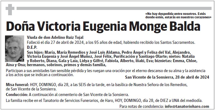 Doña Victoria Eugenia Monge Balda