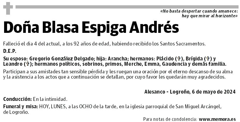 Doña Blasa Espiga Andrés
