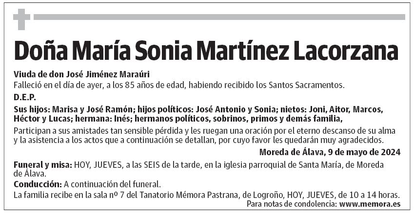 Doña María Sonia Martínez Lacorzana