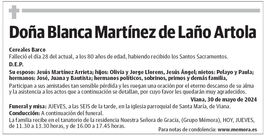 Doña Blanca Martínez de Laño Artola