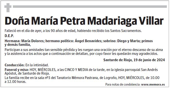Doña María Petra Madariaga Villar