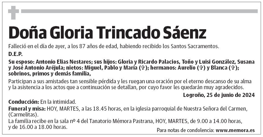 Doña Gloria Trincado Sáenz