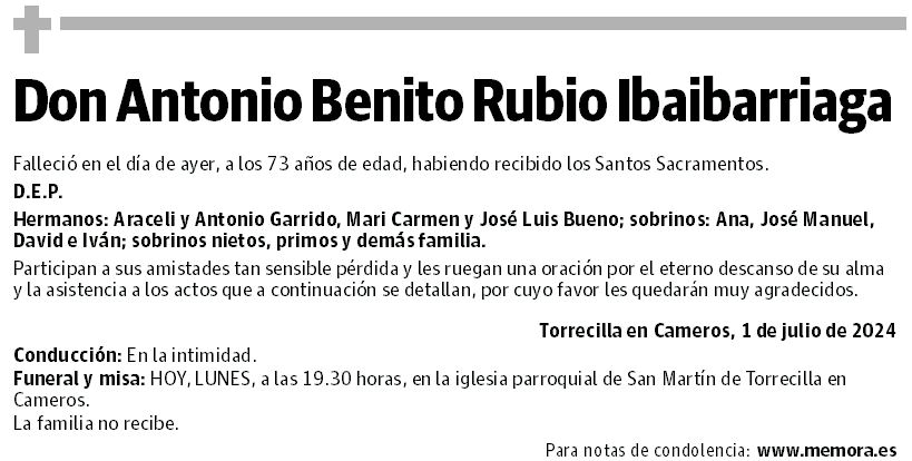 Don Antonio Benito Rubio Ibaibarriaga