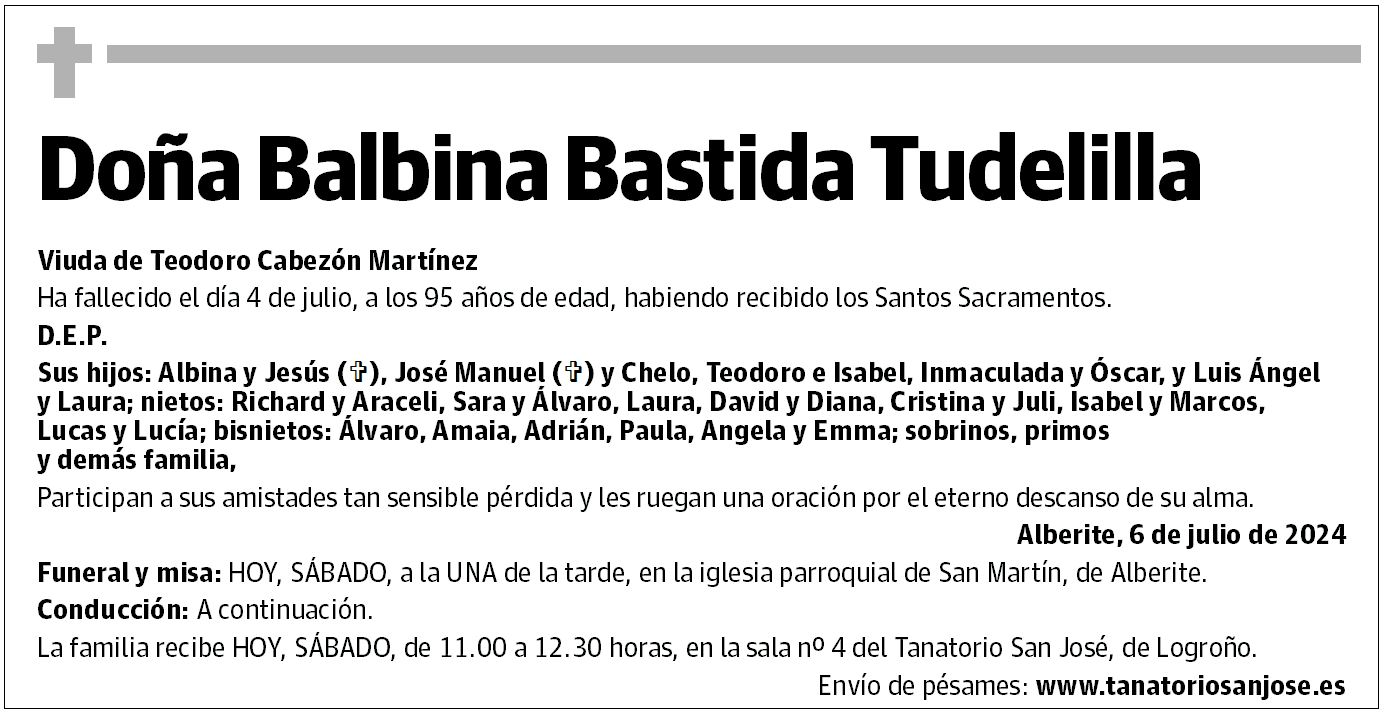 Doña Balbina Bastida Tudelilla