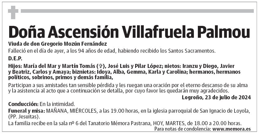 Doña Ascensión Villafruela Palmou
