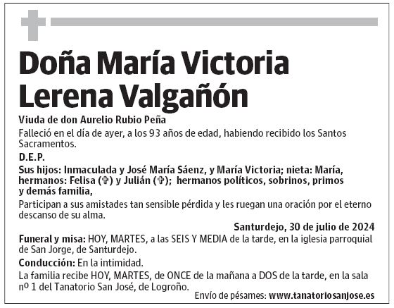 Doña María Victoria Lerena Valgañón
