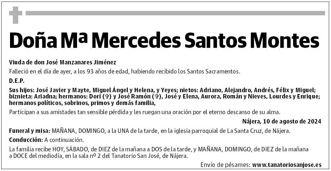 Doña Mª Mercedes Santos Montes