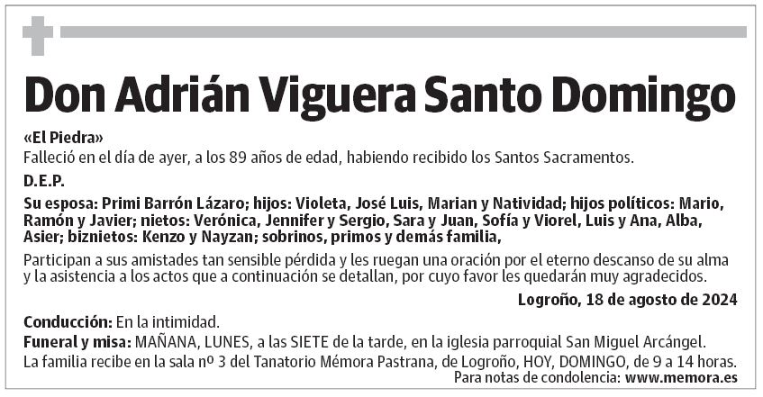 Don Adrián Viguera Santo Domingo